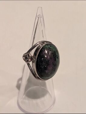 Gemstone Oval Ruby Zoisite Sterling Silver Ring Size 6